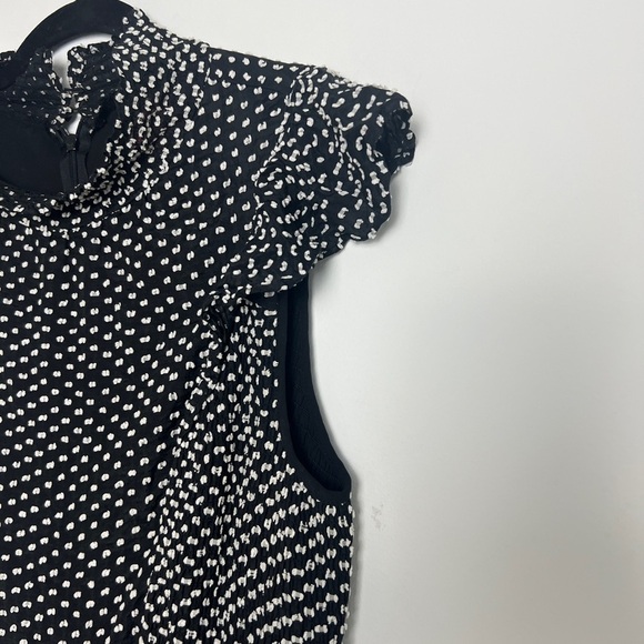 Kate Spade New York Smocked Clip Swiss Dot Mock Neck Flutter Midi Dress Size 6 - Picture 6 of 12